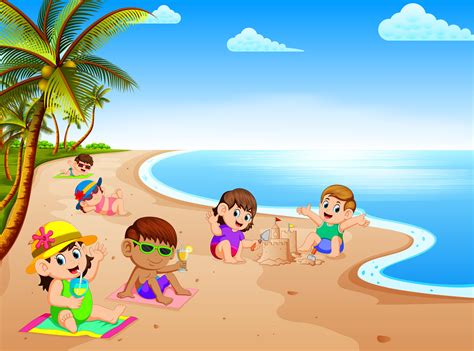 las vacaciones de verano en la playa con los niños relajarse y jugar