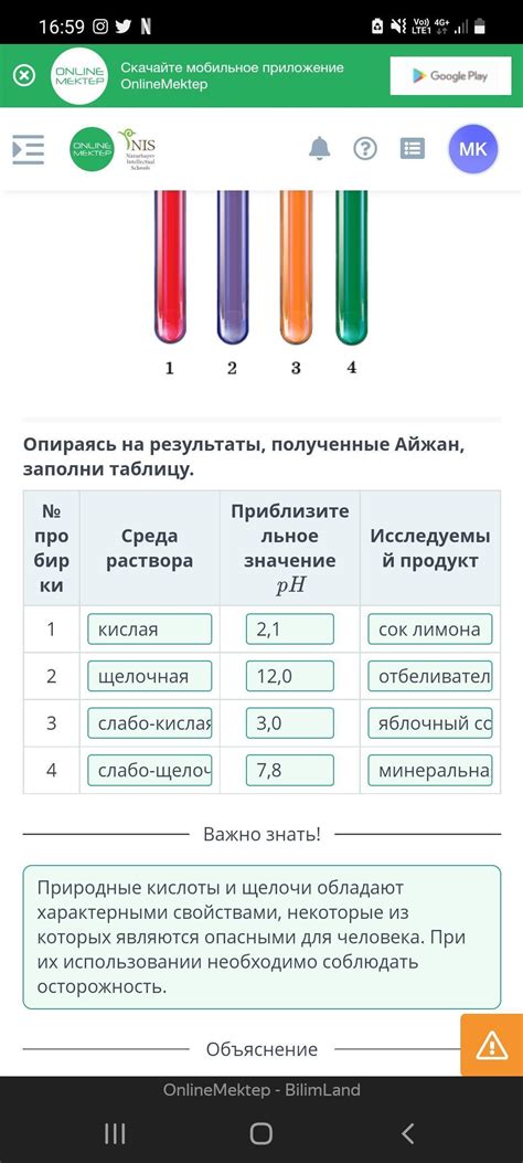 Природные кислоты и щелочи. Индикаторы. Лабораторный опыт № 7 "Изучение ...