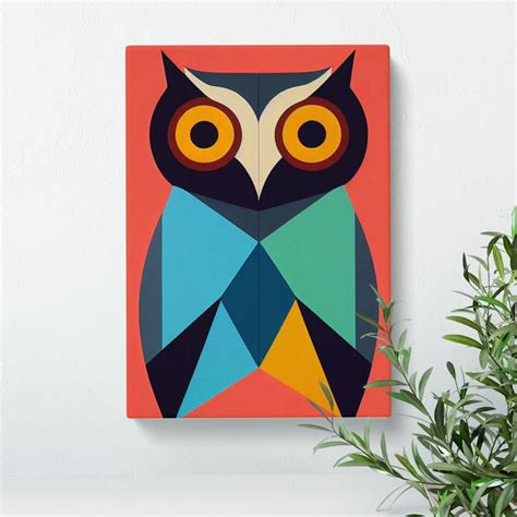 Abstract Owl In Colour No 3 Graphic Art On Canvas For Contemporary