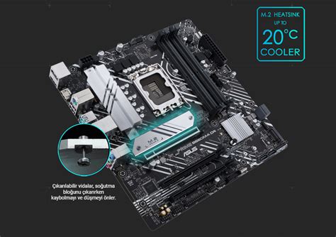 Asus Prime B660M A D4 DDR4 5333mhz OC RGB M 2 1700p mATX Anakart Fiyatı