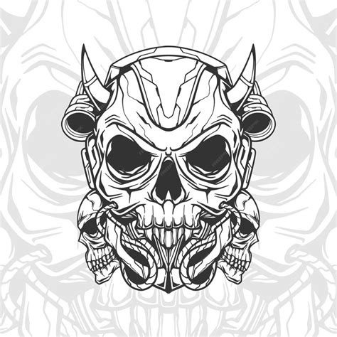 Premium Vector Three Skull Head Vector Illustration