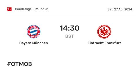 Bayern München Vs Eintracht Frankfurt Live Score Predicted Lineups And H2h Stats