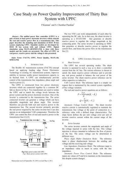 Case Study On Power Quality Improvement Of Thirty Bus System Ijcee