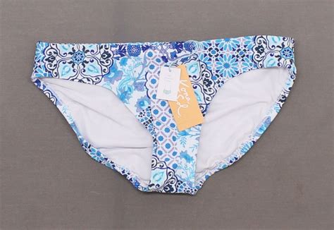 Kona Sol Womens Full Coverage Hipster Bikini Bottom X Large Blue Floral