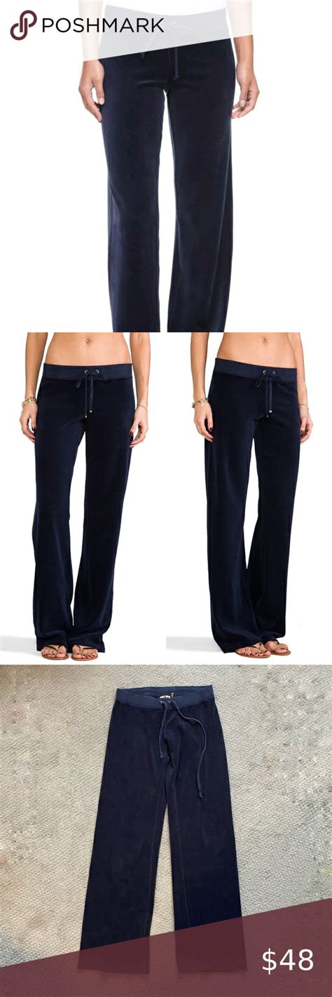 Juicy Couture Low Rise Velour Terrycloth Tracksuit Pants In Navy Y2k