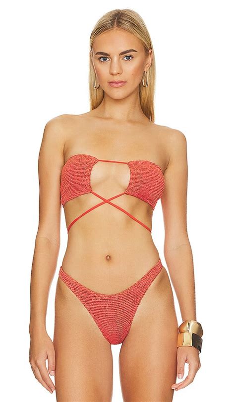 Bond Eye Bond Eye Margarita Bandeau Bikini Top In Burnt Orange