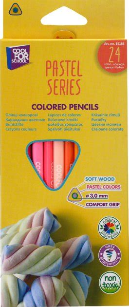 Цветные трехгранные карандаши Cool for School Pastel Премиум 24 цвета ...