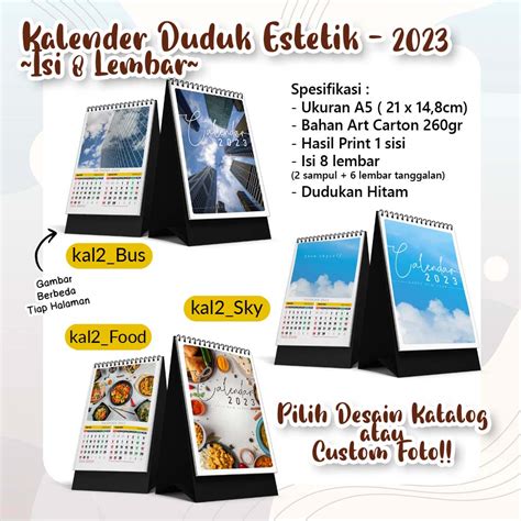 Jual Kalender Duduk Estetik 2023 8 Lembar Layout Portrait Custom Foto Shopee Indonesia