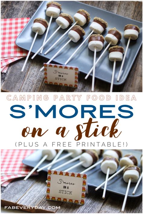 Camping Themed Party Food Idea Smores On A Stick Fab Everyday