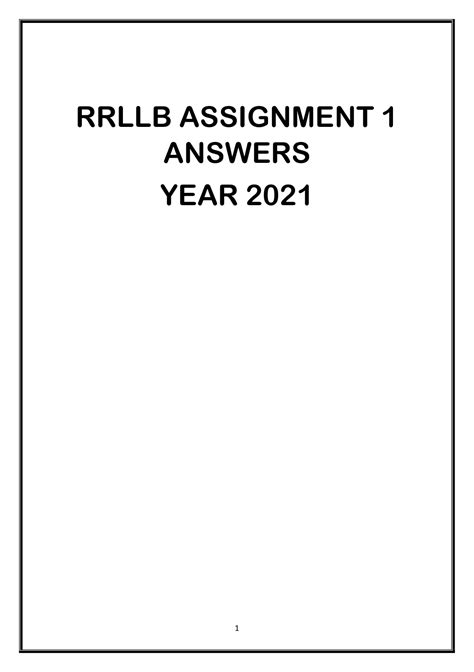 Rrllb Assignment Answers Year Rrllb Llb Research Report