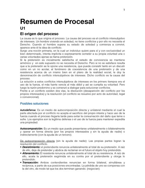 Resumen Er Parcial Procesal Resumen De Procesal U El Origen Del