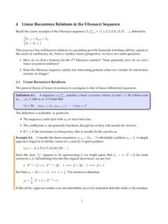 4 Linear Recurrence Relations The Fibonacci Sequence 4 Linear