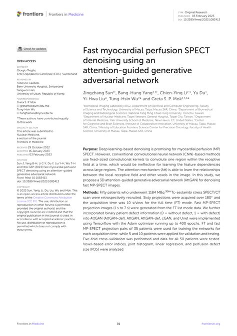 Pdf Fast Myocardial Perfusion Spect Denoising Using An Attention