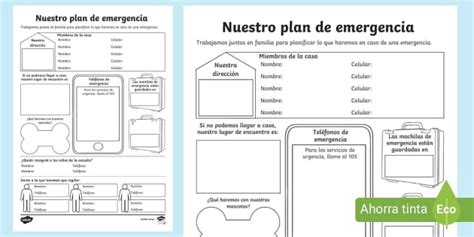 FREE Ficha Nuestro plan familiar de emergencia Twinkl Perú