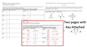 Ib Chemistry Structure Worksheet Lewis Structures Formal Charge