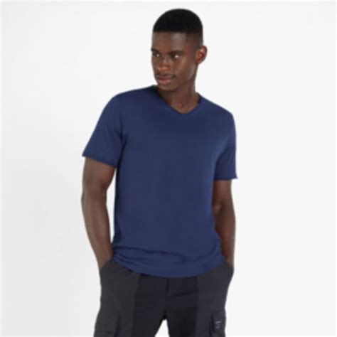 Mkm Navy Raw Edge Cross Over V Neck T Shirt Offer At Markham