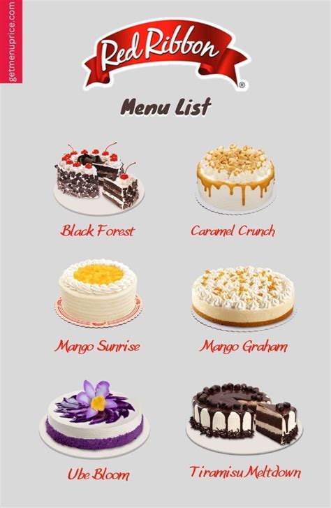 Red Ribbon Cakes Menu Philippines