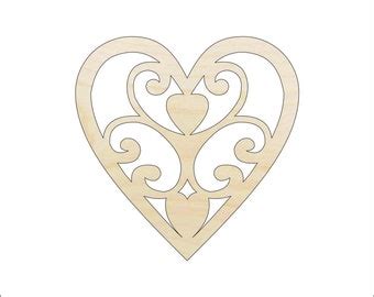 Heart Laser Cut Out Engraved Unfinished Wood Shape Craft Supply Hrt Etsy