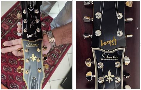 Gibson And Schecter Guitar Headstocks Fit Perfectly With Each Other Guitars