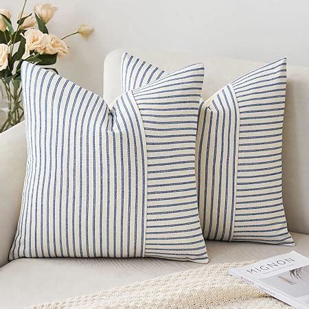 Amazon MIULEE Royal Blue And Beige Patchwork Farmhouse Pillow