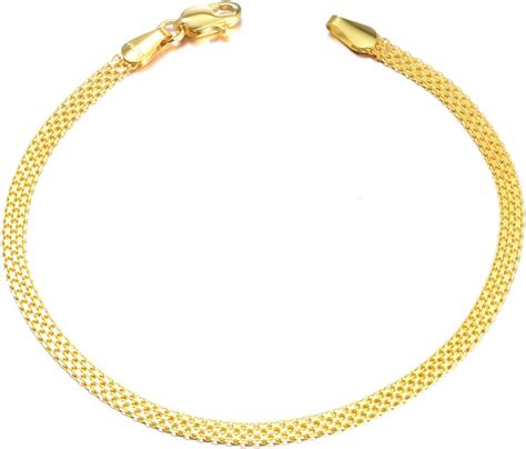 18k Gold Bracelets For Women Real Gold Italian Mesh Link Chain Bracelet 2 9 Mm 6 5