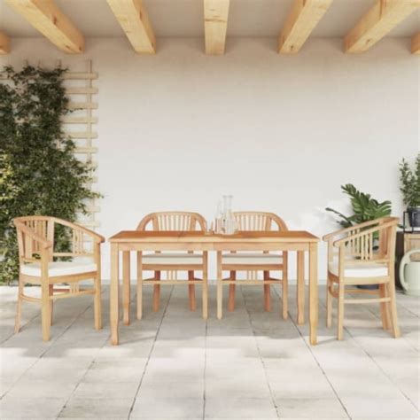 VidaXL 5 Piece Patio Dining Set Solid Wood Teak 59 1 X35 4 X29 5