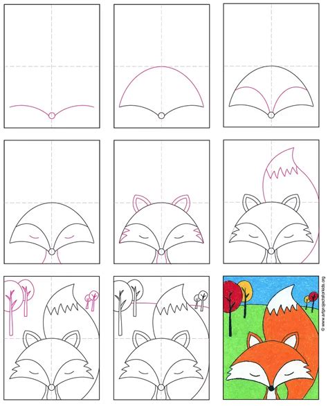 Easy How to Draw a Cartoon Fox Tutorial and Cartoon Fox Coloring Page | Fox coloring page ...