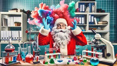 A Whimsical Representation Shows Santa Claus In A Laboratory Setting