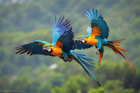 Premium Photo | Macaw parrots during a flight