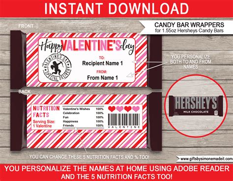 Free Printable Valentine Candy Bar Wrappers Co Printables