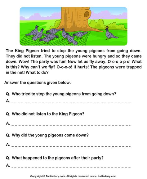 Reading Comprehension Stories Worksheet 23 Turtle Diary