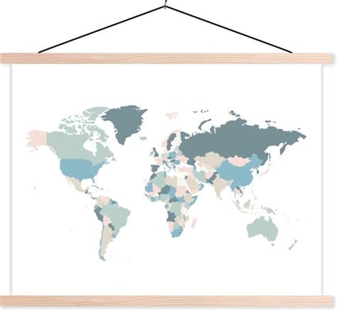 Décoration murale Carte du Wereldkaart Pastel Landen Affiche