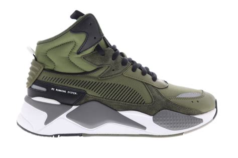 Puma Rs X Midtop Utility 36982101 Mens Green Canvas Lifestyle Sneakers