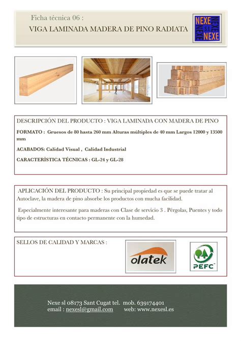 Pdf Ficha T Cnica Viga Laminada Madera De Pino Autoclave La