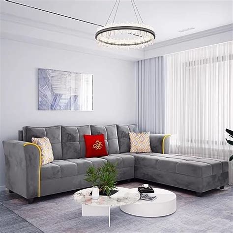 Furny Melrond Seater Rhs Fabric Sectional L Shape Sofa Set Right