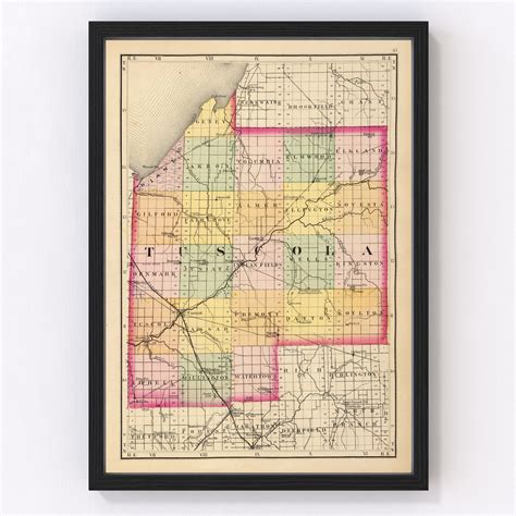 tuscola county mi map   map  caro michigan art etsy singapore