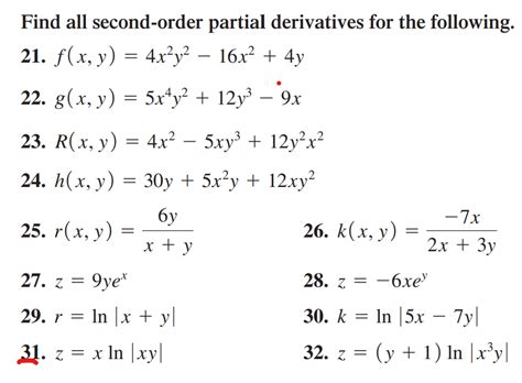 Solved Find All Second Order Partial Derivatives For The