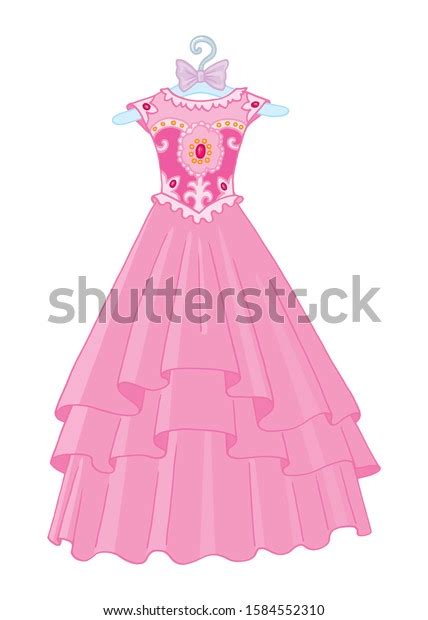 Princess Pink Ball Gown Vector Illustration Stock Vector Royalty Free