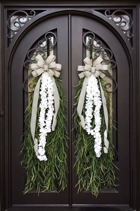 Extra Large Swags For Front Double Doors Grass And Garland Etsy Double Door Wreaths Front