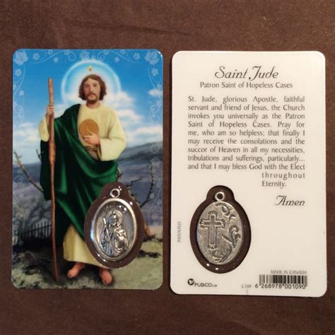 Prayer Card With Medal Saint Jude