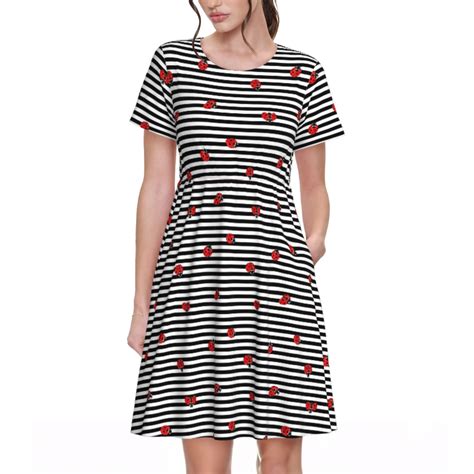 Spring Summer Dresses for Women 2025 - Ladybugs On Black And White