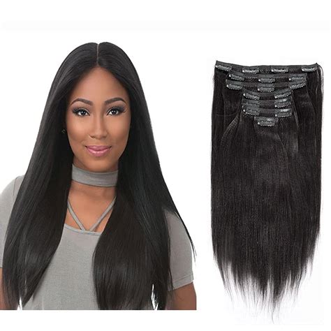 Buy LoxxyReal Remy Human Hair Clip In Hair Extensions Yaki Straight