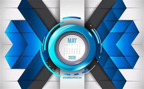 Download wallpapers 2020 May calendar, blue abstract background, 2020 ...