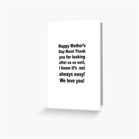 A White Greeting Card With The Words Happy Mothers Day Mom Thank You