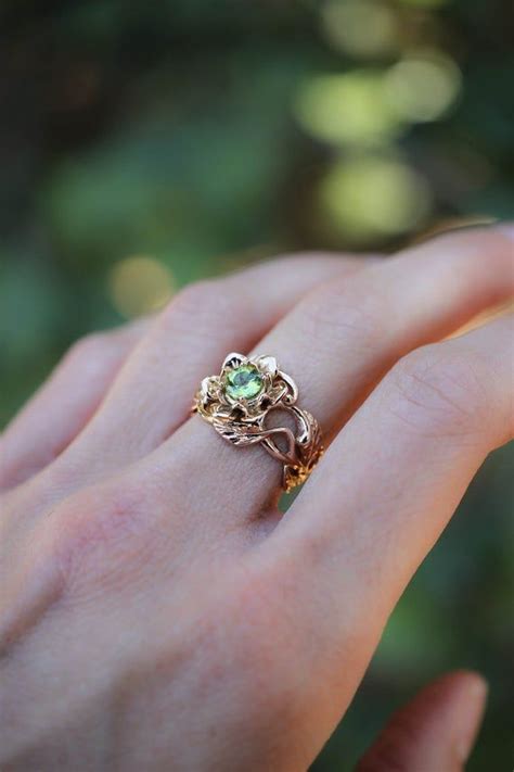 Gold Opal Engagement Ring Nature Inspired Engagement Ring Flower