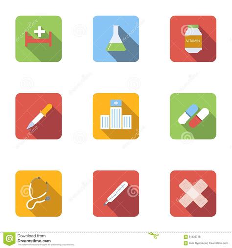 Iconos Fijados Estilo Plano De La Diagnosis Ilustración del Vector