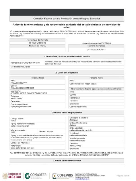 Aviso De Funcionamiento Pdf