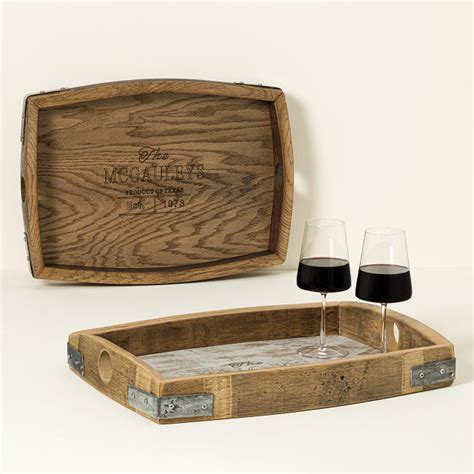 Uncommon Goods Personalized Wine Barrel Stave Serving Tray