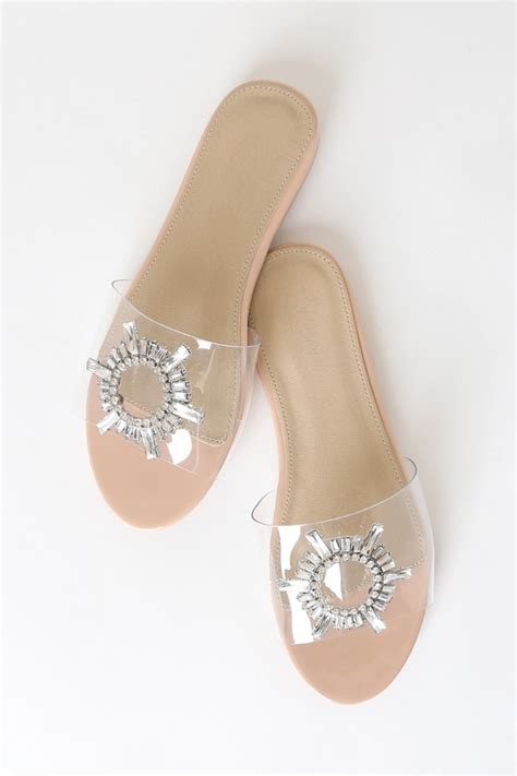 Chic Nude Sandals Slide Sandals Vinyl Slide Sandals Lulus