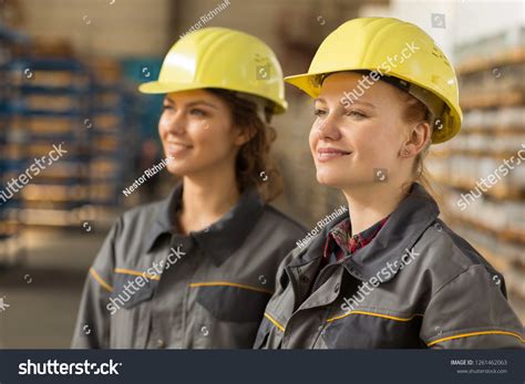 Portrait Two Female Workers Wearing Uniforms Stock Photo 1261462063 ...